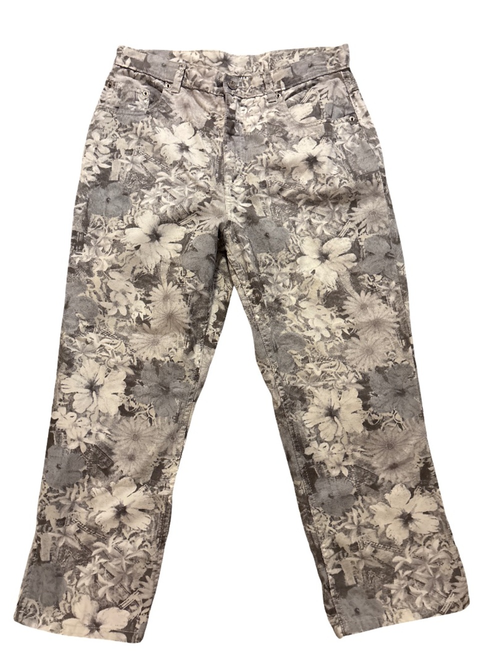 bill blass Gray Floral-Print Chinos